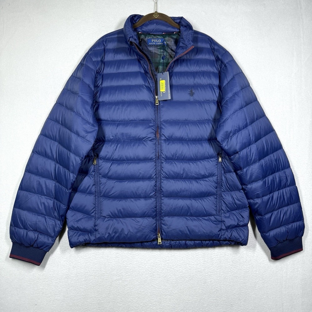 Polo Ralph Lauren Jacket XL Packable Down Puffer Black Watch Tartan Lined NWT
